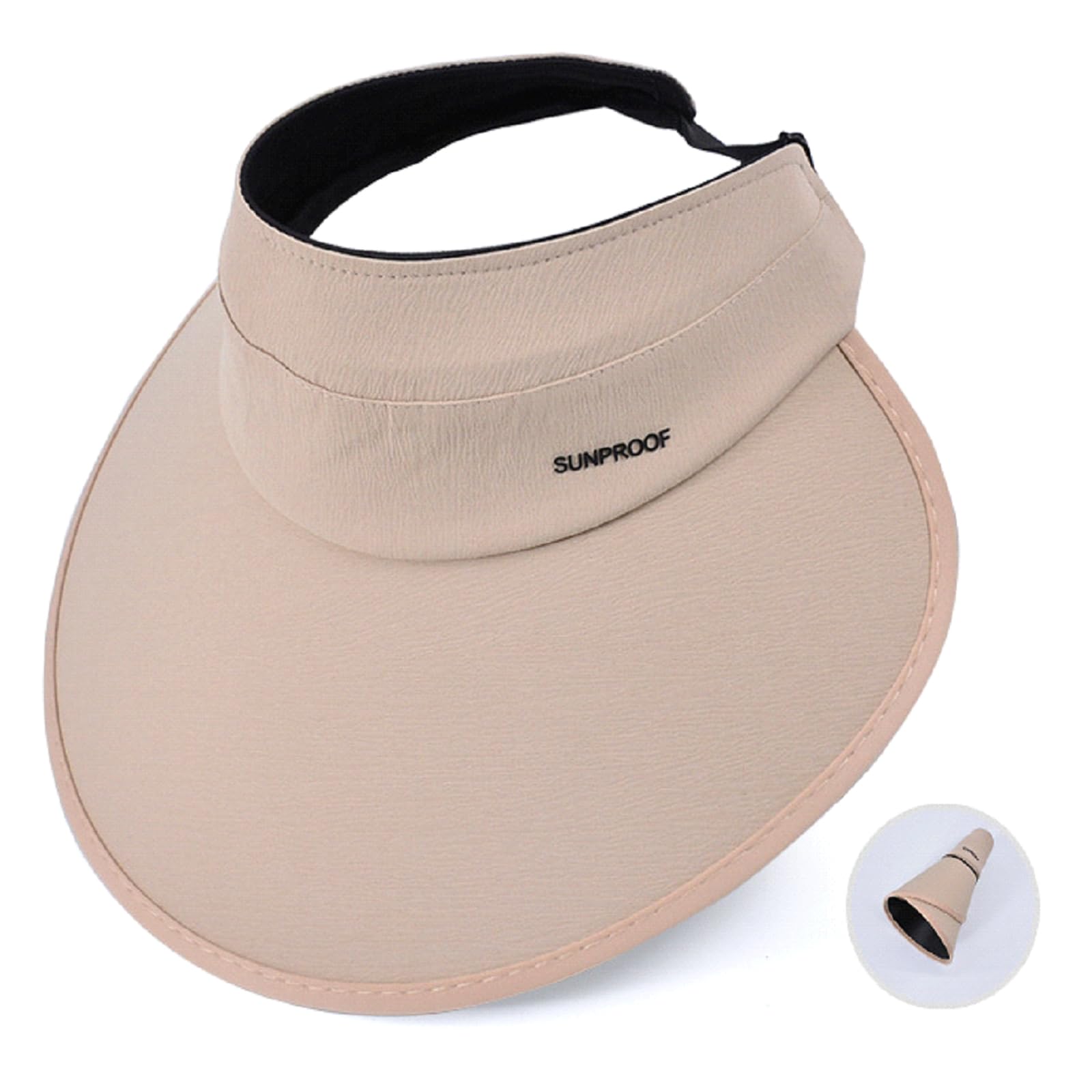 SANNIDHI® Sun Visor Hats Women Large Brim Summer UV Protection Beach Cap - Khaki SANNIDHI® Sun Visor Hats Women Large Brim Summer UV Protection Beach Cap - Khaki